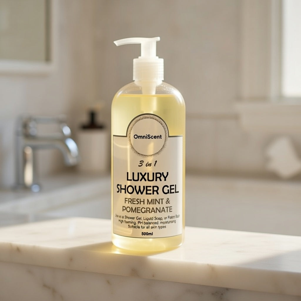 3in1 Luxury Shower Gel – Fresh Mint & Pomegranate (500ml)