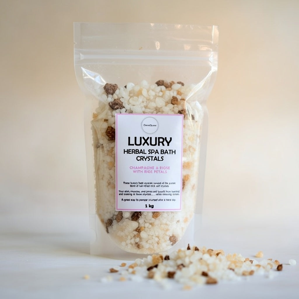 Herbal Spa Bath Crystal - Champagne and Rose with Rose Petals (1 kg)