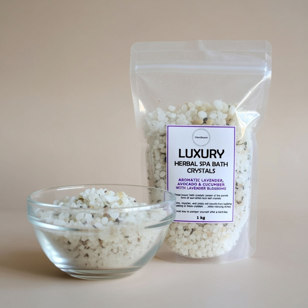 Herbal Spa Bath Crystal – Aromatic Lavender, Avocado & Cucumber with Lavender Blossoms (1 kg)