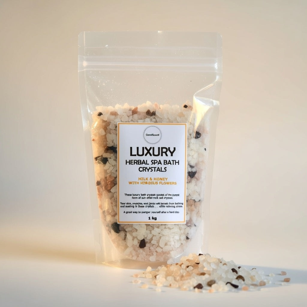 Herbal Spa Bath Crystal – Milk & Honey Crystal with Hibiscus Flower (1 kg)